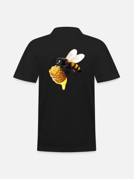 Bee with honeycomb - Men's Polo Shirt - black
