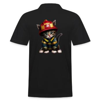 Fire Brigade Cat - Men's Polo Shirt - black - Back - Kai (181cm)