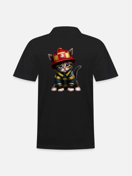 Fire Brigade Cat - Men's Polo Shirt - black