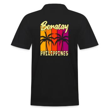 Sonnenuntergang Boracay Philippinen - Männer Poloshirt - Schwarz - Hinten - Kai (181cm)