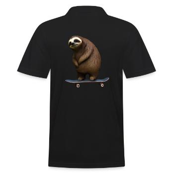 Skateboard Sloth - Men's Polo Shirt - black - Back - Kai (181cm)