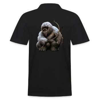 Yeti mit Pfeil und Bogen - Männer Poloshirt - Schwarz - Hinten - Kai (181cm)