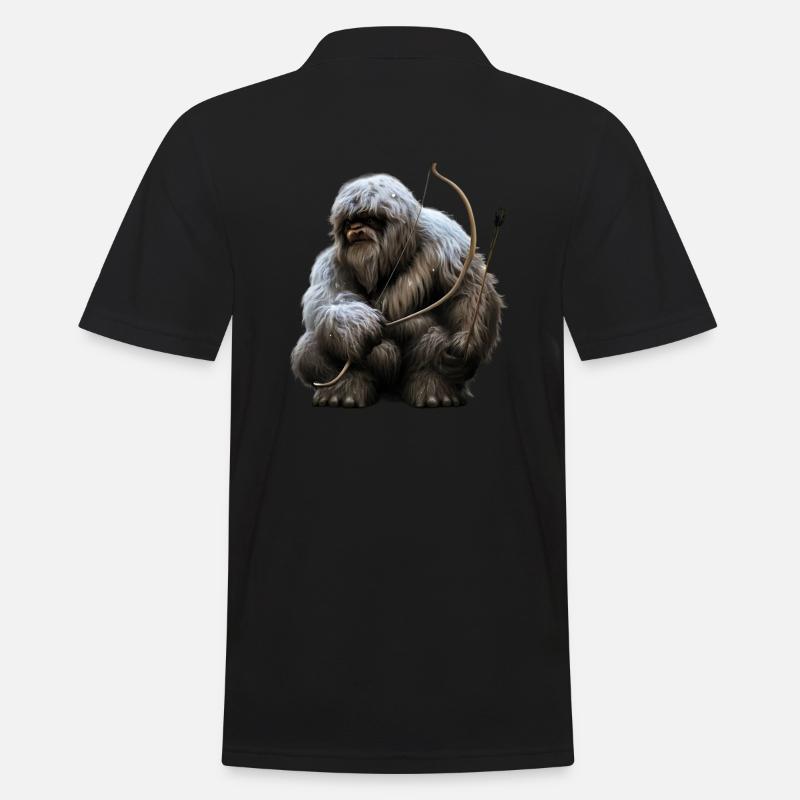 Yeti mit Pfeil und Bogen - Männer Poloshirt - Schwarz