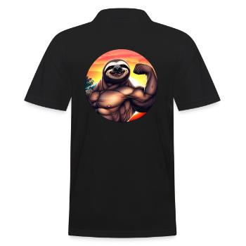 Muscular sloth in sunset - Men's Polo Shirt - black - Back - Kai (181cm)