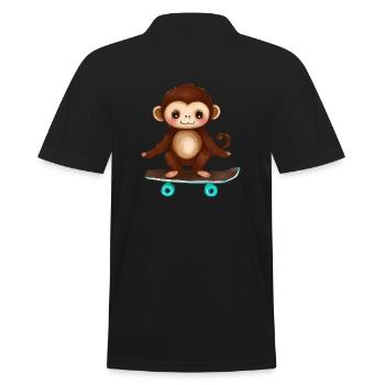 Monkey on skateboard - Men's Polo Shirt - black - Back - Kai (181cm)