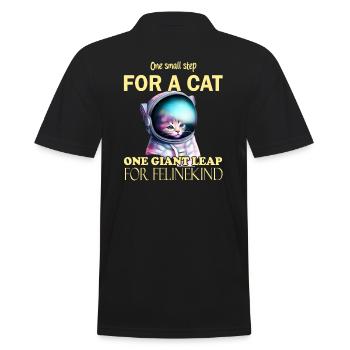 Cat Astronaut - Men's Polo Shirt - black - Back - Kai (181cm)