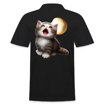 Chat miaulant vers la lune - Polo Homme - noir - Dos - Kai (181cm)