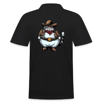 Fat Cowboy Cat - Men's Polo Shirt - black - Back - Kai (181cm)