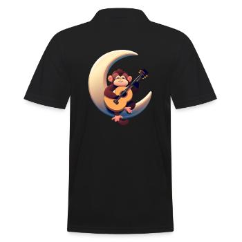 Musikalischer Affe im Halbmond - Männer Poloshirt - Schwarz - Hinten - Kai (181cm)