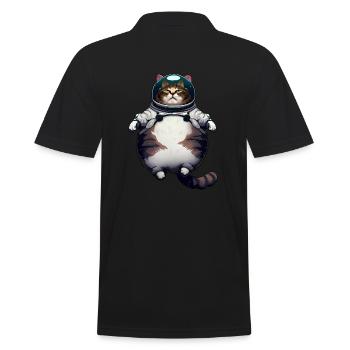 Fette Astronaut Katze - Männer Poloshirt - Schwarz - Hinten - Kai (181cm)