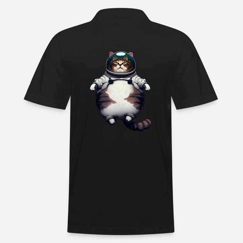 Fette Astronaut Katze - Männer Poloshirt - Schwarz