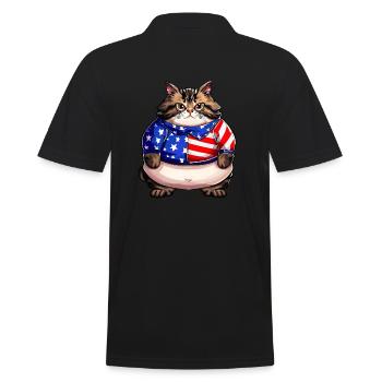 Chat drapeau américain - Polo Homme - noir - Dos - Kai (181cm)