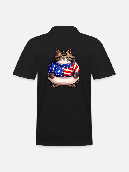 Chat drapeau américain - Polo Homme - noir