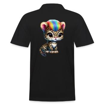 Bébé léopard à crinière arc-en-ciel - Polo Homme - noir - Dos - Kai (181cm)