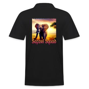 Elephant in Africa - Safari Squad - Men's Polo Shirt - black - Back - Kai (181cm)