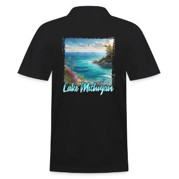 Lake Michigan - Männer Poloshirt - Schwarz - Hinten - Kai (181cm)