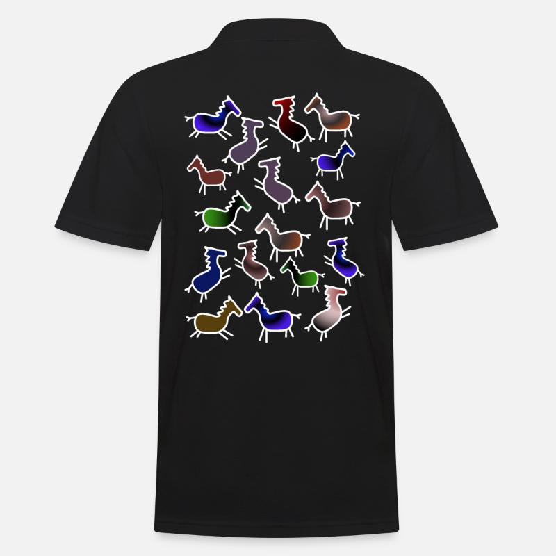 bunte Pferde - Männer Poloshirt - Schwarz