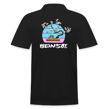 BONSAI tree Yamadori Nebari Japanese cherry blossom - Men's Polo Shirt - black - Back - Kai (181cm)