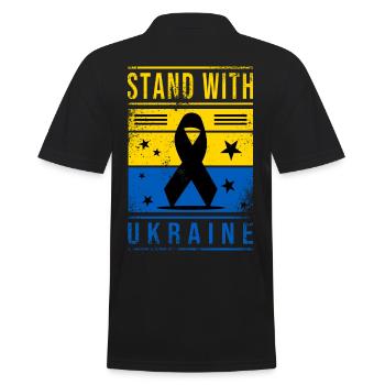 Ukraine Flagge mit Friedenszeichen - Männer Poloshirt - Schwarz - Hinten - Kai (181cm)