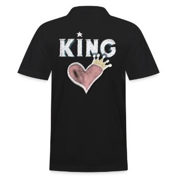 Herz König Geschenk Liebe Krone Kreide Zeichnng - Männer Poloshirt - Schwarz - Hinten - Kai (181cm)