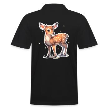 Rehkitz - Männer Poloshirt - Schwarz - Hinten - Kai (181cm)