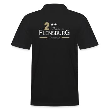 2 Punkte in Flensburg - Männer Poloshirt - Schwarz - Hinten - Kai (181cm)