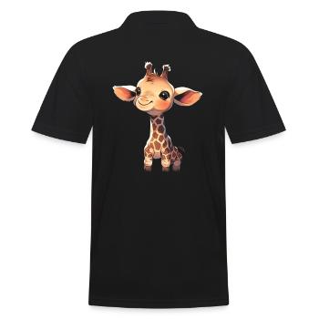 Giraffe - Männer Poloshirt - Schwarz - Hinten - Kai (181cm)