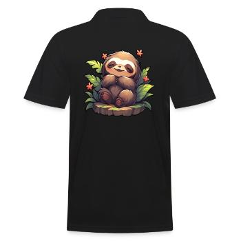 Faultier - Männer Poloshirt - Schwarz - Hinten - Kai (181cm)