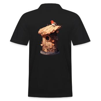Vogelhaus Bauen - Männer Poloshirt - Schwarz - Hinten - Kai (181cm)