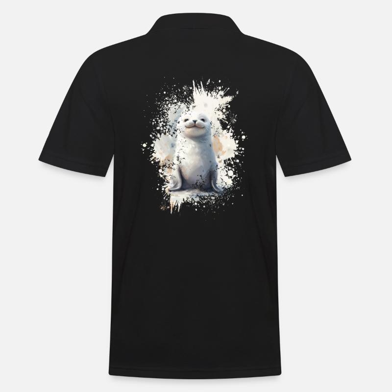 Robbe - Männer Poloshirt - Schwarz