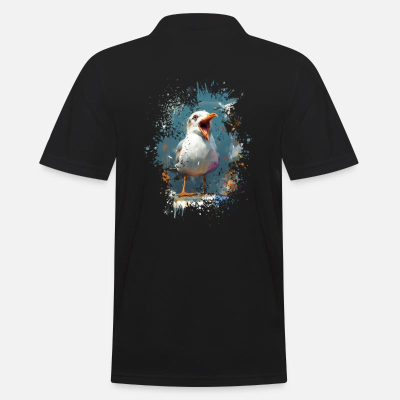 Kreischende Möwe - Männer Poloshirt - Schwarz