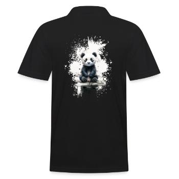 Pandabär - Männer Poloshirt - Schwarz - Hinten - Kai (181cm)