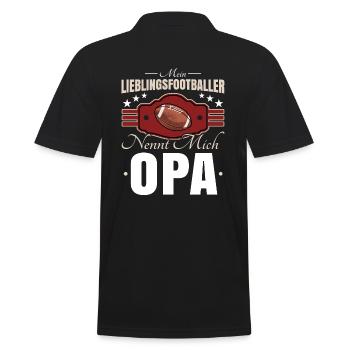 Football Opa - Männer Poloshirt - Schwarz - Hinten - Kai (181cm)