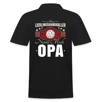 Handball Opa - Männer Poloshirt - Schwarz - Hinten - Kai (181cm)