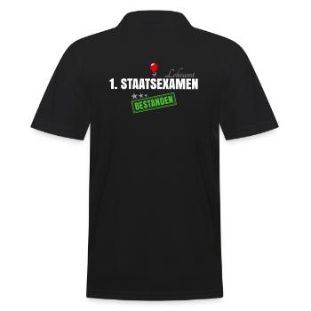 1. Staatsexamen Lehramt - Männer Poloshirt - Schwarz - Hinten - Kai (181cm)