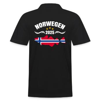 Norwegen Angeltour 2025 - Männer Poloshirt - Schwarz - Hinten - Kai (181cm)