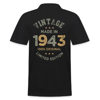Hergestellt im Jahr 1943 Vintage Geburtstagsgeschenk 80 Jahre - Männer Poloshirt - Schwarz - Hinten - Kai (181cm)
