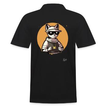 The cool hip-hop cat, the music rap cat - Men's Polo Shirt - black - Back - Kai (181cm)