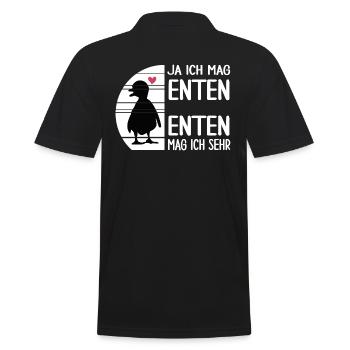 Ente "ich mag Enten" Watschelente Hausente - Männer Poloshirt - Schwarz - Hinten - Kai (181cm)