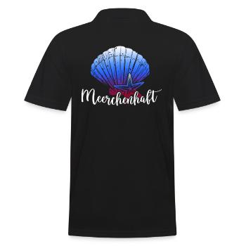 meer meerweh moin moin meerjungfrau küstenkind - Männer Poloshirt - Schwarz - Hinten - Kai (181cm)