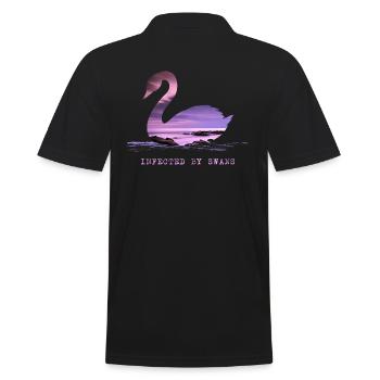 Schwan Schwäne im Sunset Schwanverliebt am Teich - Männer Poloshirt - Schwarz - Hinten - Kai (181cm)
