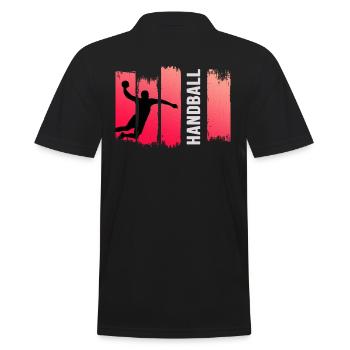 Handball Handballspieler Sprungwurf HandballPro - Männer Poloshirt - Schwarz - Hinten - Kai (181cm)