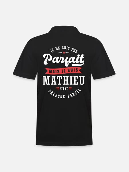 Mathieu Parfait Cadeau prenom mathieu - Polo Homme - noir
