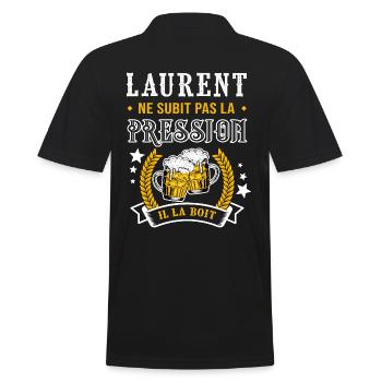 Laurent bière Laurent cadeau laurent fête - Polo Homme - noir - Dos - Kai (181cm)