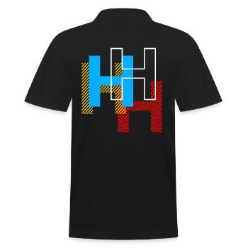 H Letter - Men's Polo Shirt - black - Back - Kai (181cm)