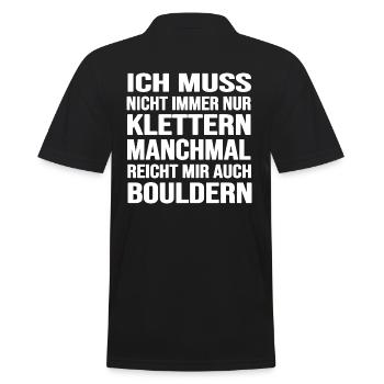 bouldern boulderfelsen freiklettern boulderzeit - Männer Poloshirt - Schwarz - Hinten - Kai (181cm)