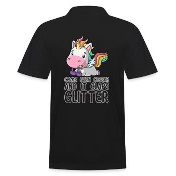Even closer it claps glitter unicorn gift - Men's Polo Shirt - black - Back - Kai (181cm)