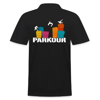 parkour traceur freerun cityparkour jump-life - Männer Poloshirt - Schwarz - Hinten - Kai (181cm)