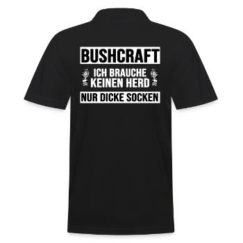 bushcraft wildcamping survival outdoor socke - Männer Poloshirt - Schwarz - Hinten - Kai (181cm)