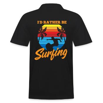 I'd rather be surfing - Surfing Sport - Männer Poloshirt - Schwarz - Hinten - Kai (181cm)